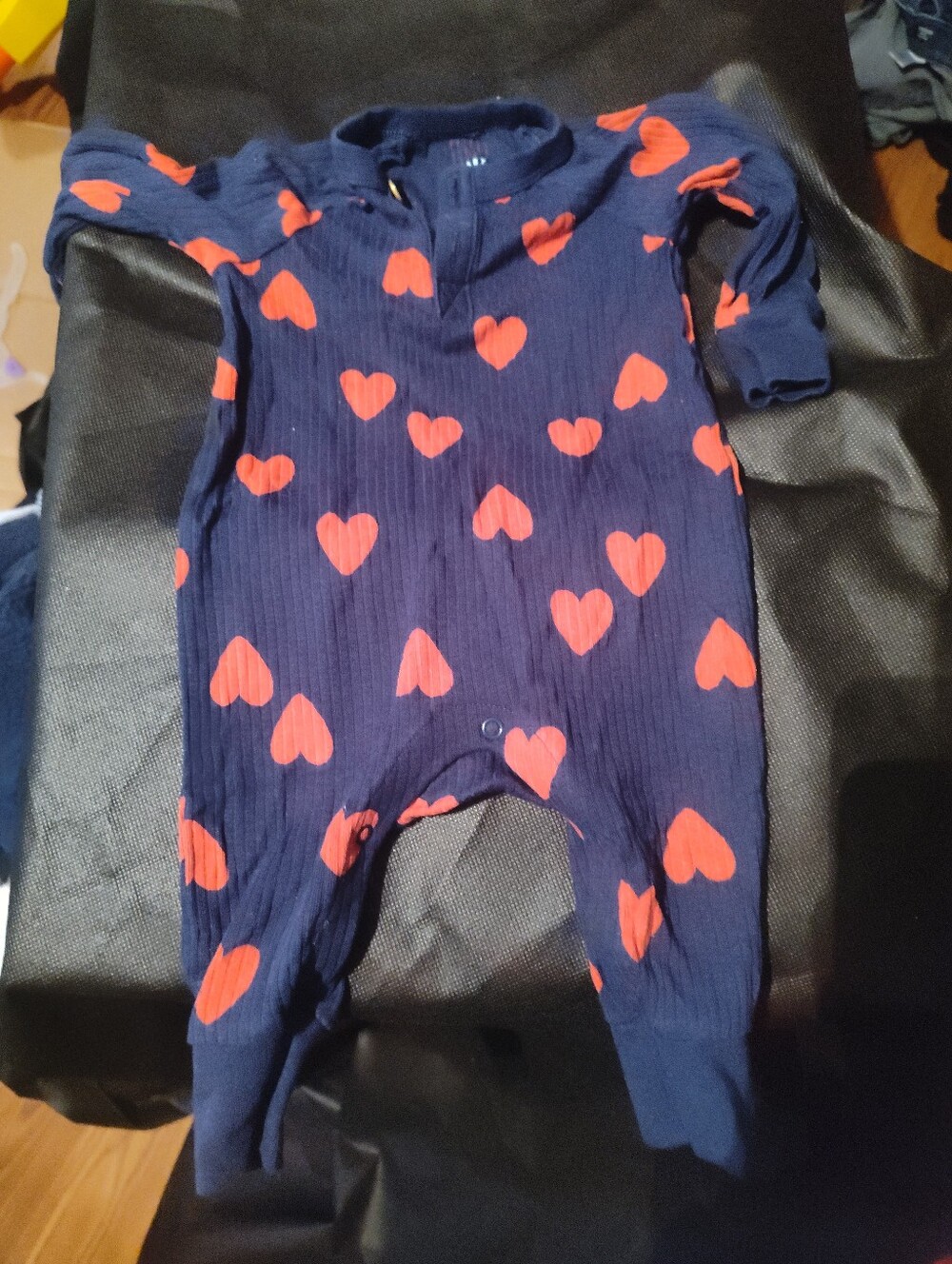 Cat & Jack Navy One-Piece Romper with Red Heart Print